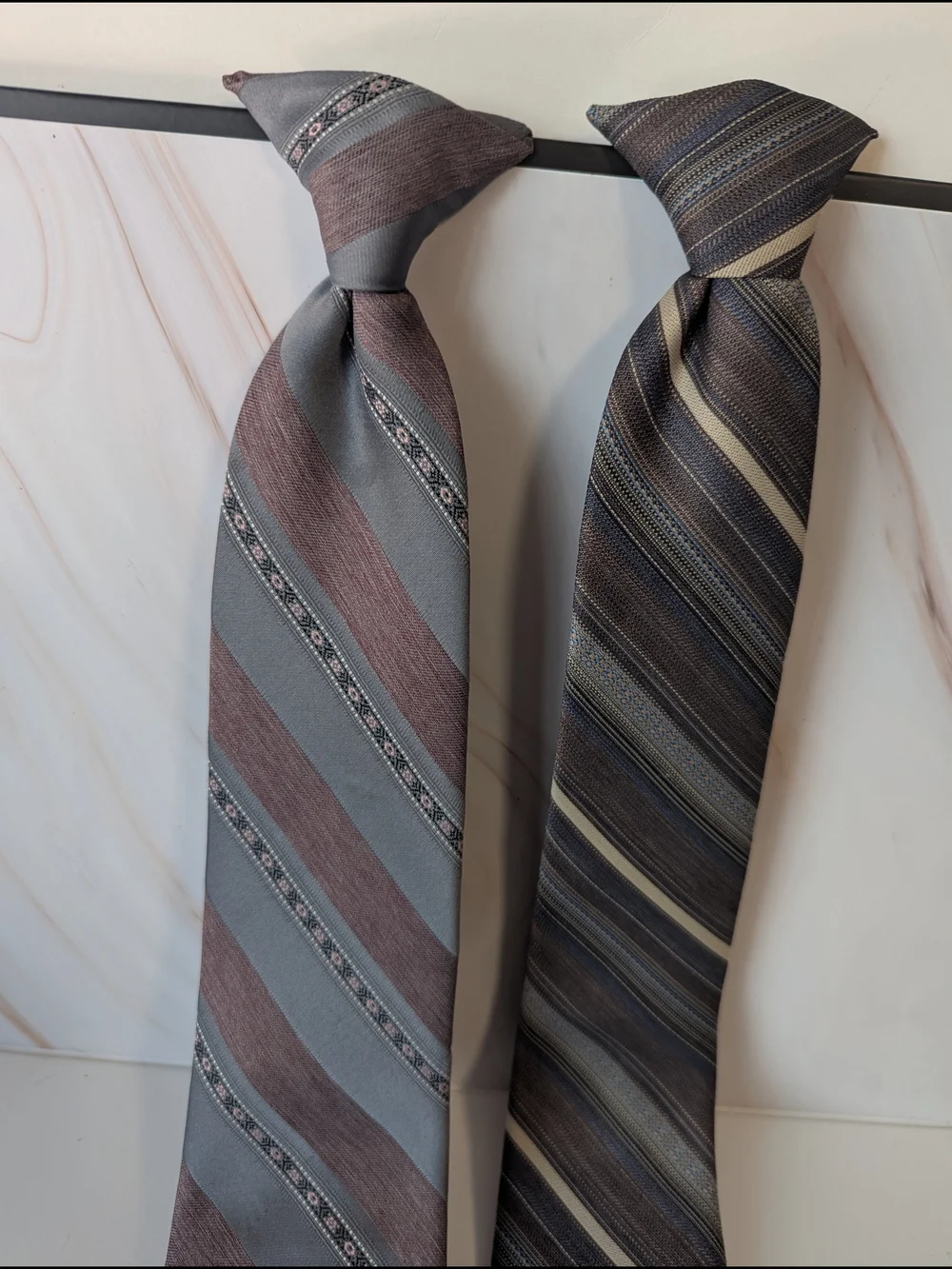 Kids Clip-On Striped Tie Set - Gray and Purple